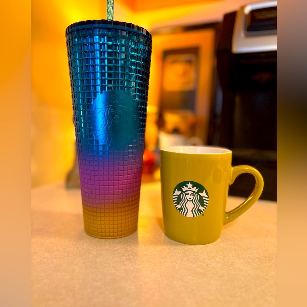 STARBUCKS 2pc set Rainbow Tumbler and Coffee mug